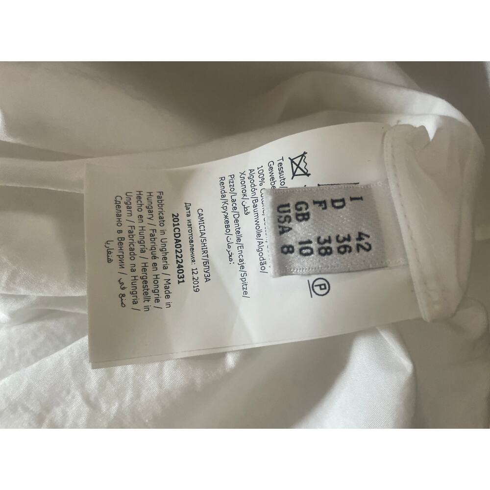 CEDRIC CHARLIER Oversized Poplin Eyelet Blouse Size 8 White AS IS WITH FLAW Top - Picture 10 of 11